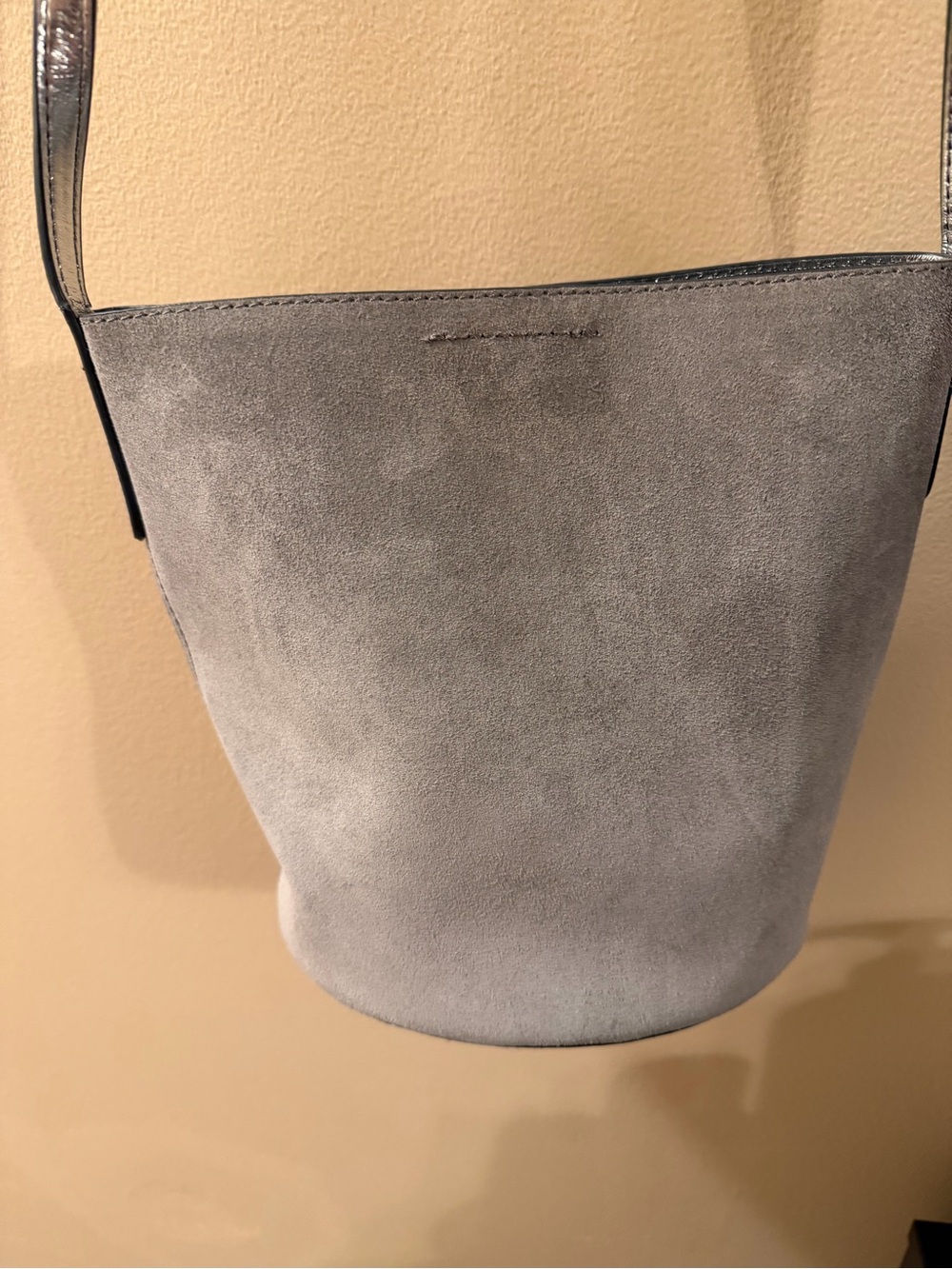 Banana Republic Gray Suede Bucket Shoulder Bag